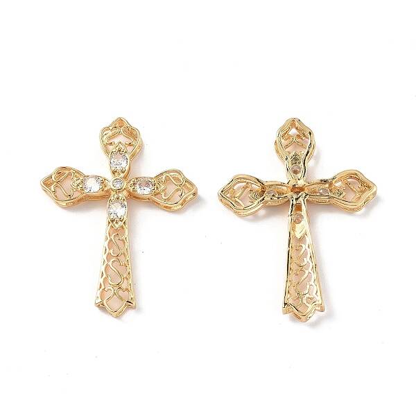 Brass Micro Pave Clear Cubic Zirconia Pendants