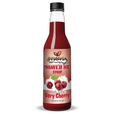 Syruvia Snow Cone Syrup 12.7oz - Very Cherry Syrup For Shaved Ice, Snow Cones, Slushies, Italian Soda, Popsicles. Kosher, Dai...