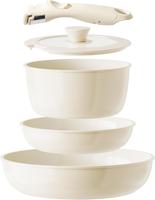 Redchef 5-Piece Ceramic Non-Stick Cookware Set with Detachable Handles - PFAS, PFOA & PTFE Free