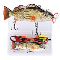 HADORAM Robotic Swimming Lure 3.9” Electronic Lures USB Rechargeable LED Light 4 Segment Multi Jointed Swimbait Fishing Tac...