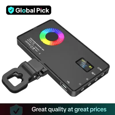 Global Pick Portable LED Selfie Light, Rechargeable RGB Light with Clip, Mini Pocket Light for Selfie, Vlog, Video, Photo, Ca...
