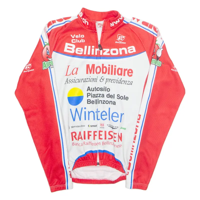 BERGAMO Cycling Shirt Mens Jersey Red Long Sleeve M