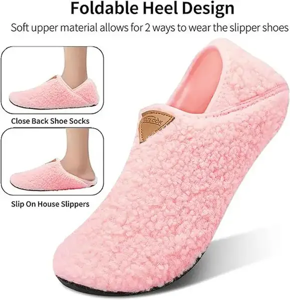 Plush Slippers Memory Cotton WarmIndoor Slippers Winter Warm Non-SlipRubber Sole Women Walking ShoesShoe Slide Footwear Fur