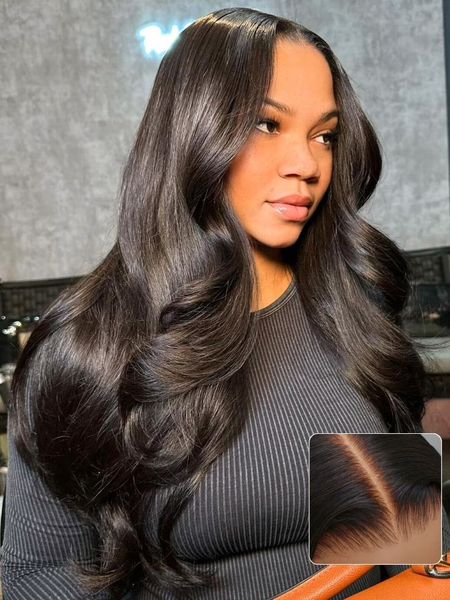 Nadula Flash Sale Body Wave Glueless V Part Wig And 7x5 Bye Bye Knots Pre-Bleached Lace Human Hair Wigs
