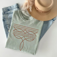 Comfort Colors Boot Stitch Pullover T-shirt Wester T-shirt Western Boot Stitch Graphic Tee, Cowgirl Western Boot Top Cowboy B...