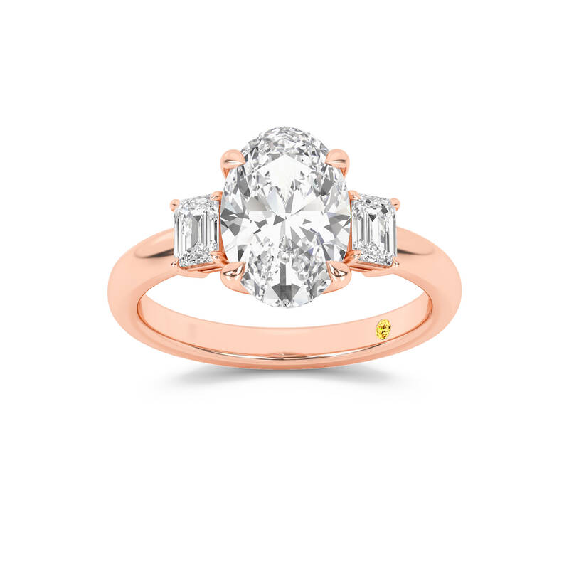 Moonbeam Three Stone Oval Lab Grown Diamond Engagement Ring | 14K Rose Gold 1 1/2 CT. TW.