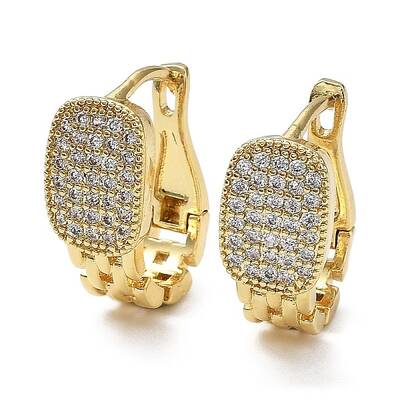 Clear Cubic Zirconia Oval Hoop Earrings