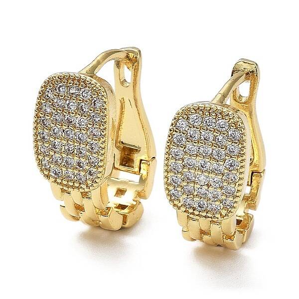 Clear Cubic Zirconia Oval Hoop Earrings