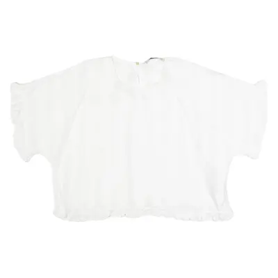 ZARA Womens Cropped Top White Linen XS