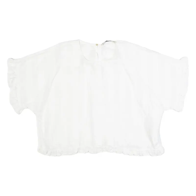 ZARA Womens Cropped Top White Linen XS