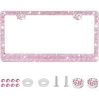 Bling License Plate Frame for Women, 1Pack Rhinestone Handcrafted Crystal Premium Stainless Steel, Stainless Steel Car Access...