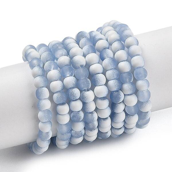 Frosted Crackle Glass Beads Strands