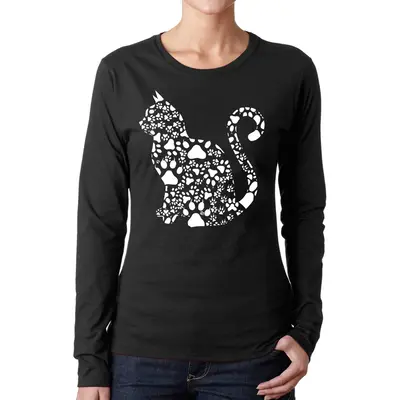 Cat Claws - Women's Word Art Long Sleeve T-Shirt - Pink - XXX-Large