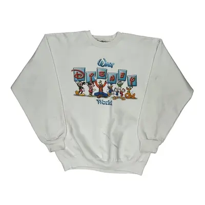 Disney Characters Walt Disney World Cartoon Sweatshirt - Medium White Cotton | Size: medium
