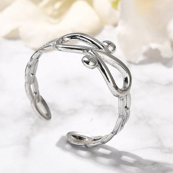 Infinity 304 Stainless Steel Open Cuff Rings for Women