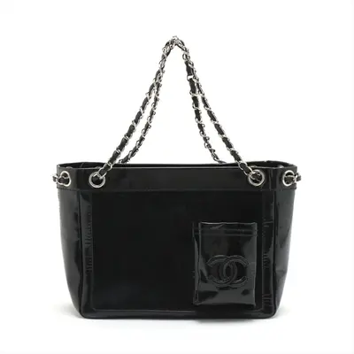 Pre-owned CHANEL PVC Shoulder Bags Coco Mark Haraco x Patent Leather Seal Available 10310490 Chain Shoulder Bag Shoulder Bag