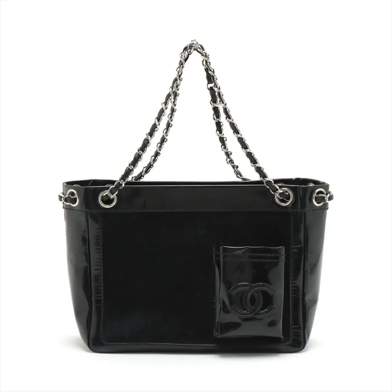 Pre-owned CHANEL PVC Shoulder Bags Coco Mark Haraco x Patent Leather Seal Available 10310490 Chain Shoulder Bag Shoulder Bag