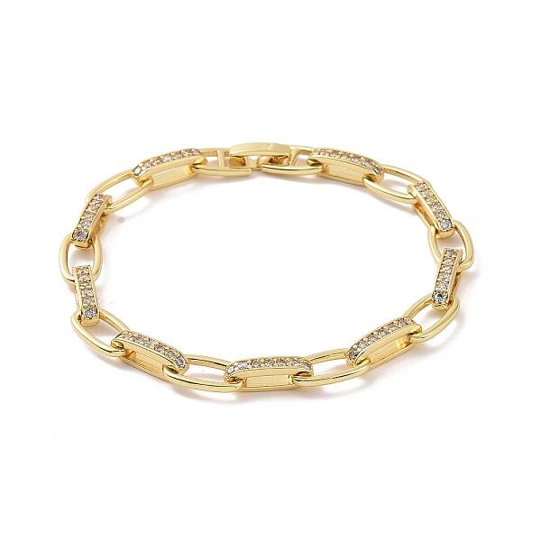 Clear Cubic Zirconia Oval Link Chain Bracelet