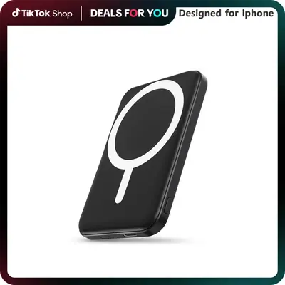 Ultra-thin Podoru for MagSafe 5000mAh Power Bank, Compact Magnetic Battery Pack Fast Wireless Charger and USB-C Cable for iPh...
