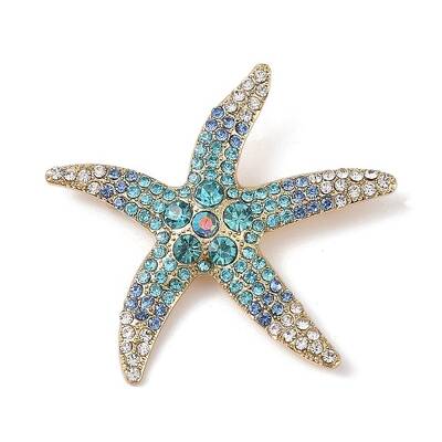 Starfish Alloy Rhinestone Sea Animal Brooches