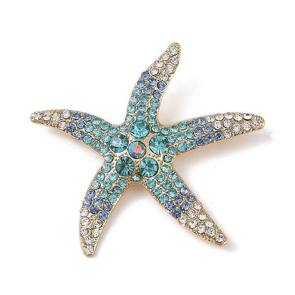 Starfish Alloy Rhinestone Sea Animal Brooches