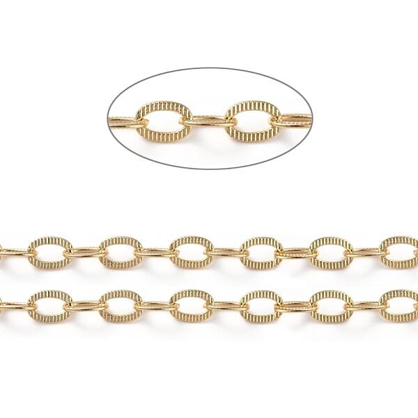 Brass Textured Cable Chains