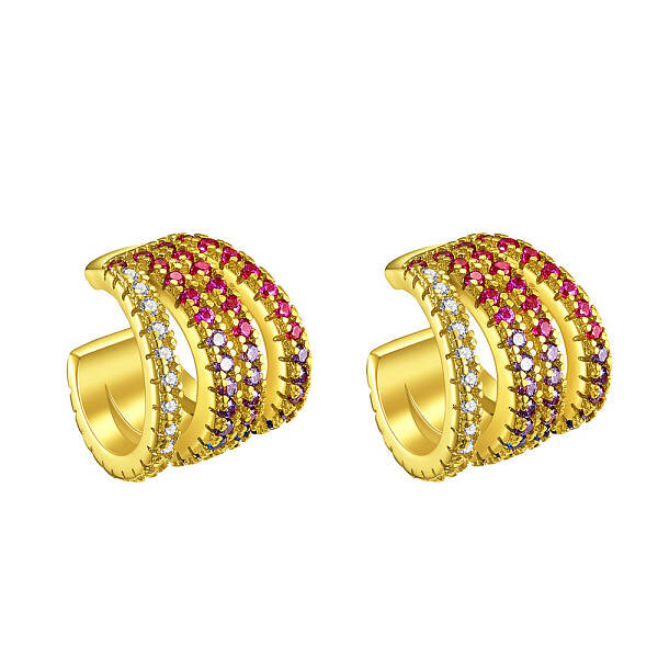 Brass Micro Pave Grade AAA Cubic Zirconia Cuff Earrings