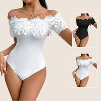 Womens Off Shoulder Lace Bodysuit Sexy Slim Fit One Piece Top Stylish and Comfortable for Night Out or Daily Wear