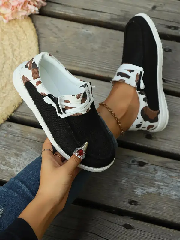 Women's Fashion Camo Print Lace up Round Toe Sneakers, Casual Comfortable Sports Walking Shoes, Female Simple All-match Shoes...