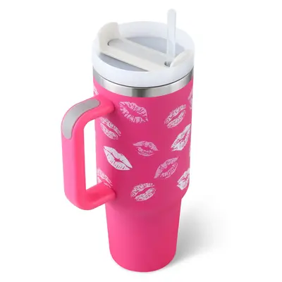 40 Oz Tumbler With Handle Straw Insulated, Stainless Steel Spill Proof Vacuum Coffee Cup Tumbler With Lid Tapered Mug Gifts F...
