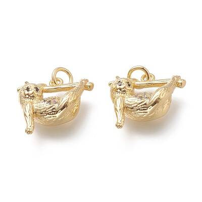 Brass Micro Pave Clear Cubic Zirconia Pendants