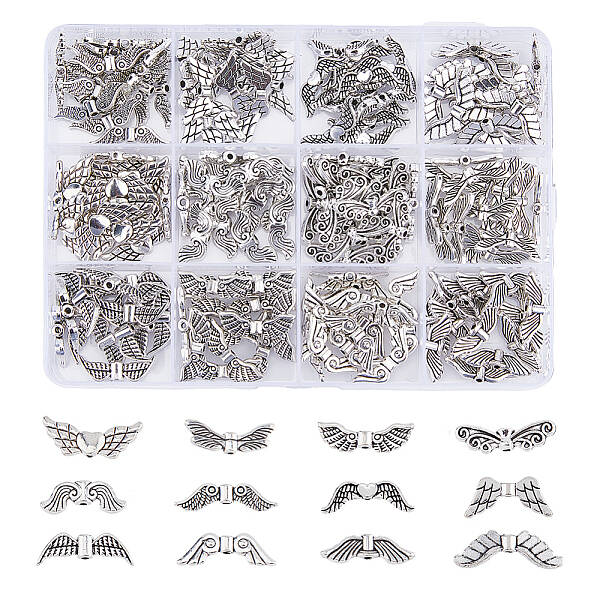 180Pcs 12 Styles Tibetan Style Alloy Beads