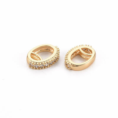 Brass Micro Pave Clear Cubic Zirconia Link Connectors