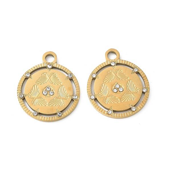 304 Stainless Steel Rhinestone Pendants