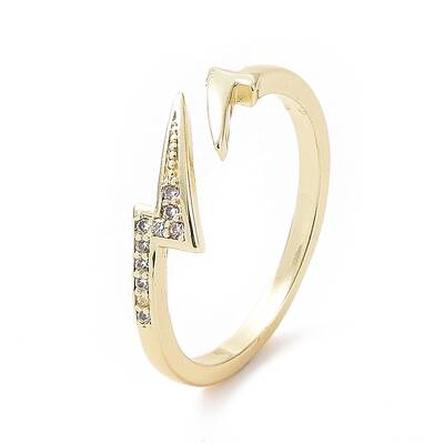 Clear Cubic Zirconia Lightning Bolt Open Cuff Ring