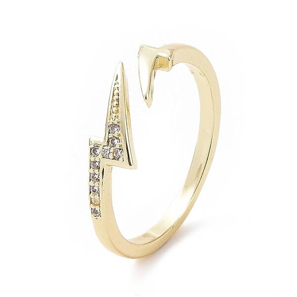 Clear Cubic Zirconia Lightning Bolt Open Cuff Ring