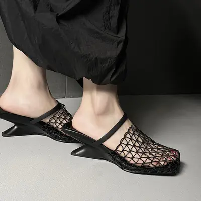 CHIKO Jamil Square Toe Curve Heels Clogs/Mules Shoes