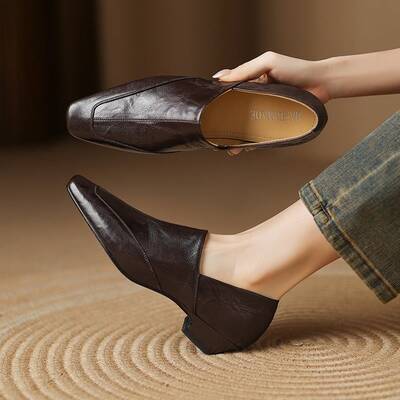 CHIKO Behitha Square Toe Block Heels Loafers Shoes