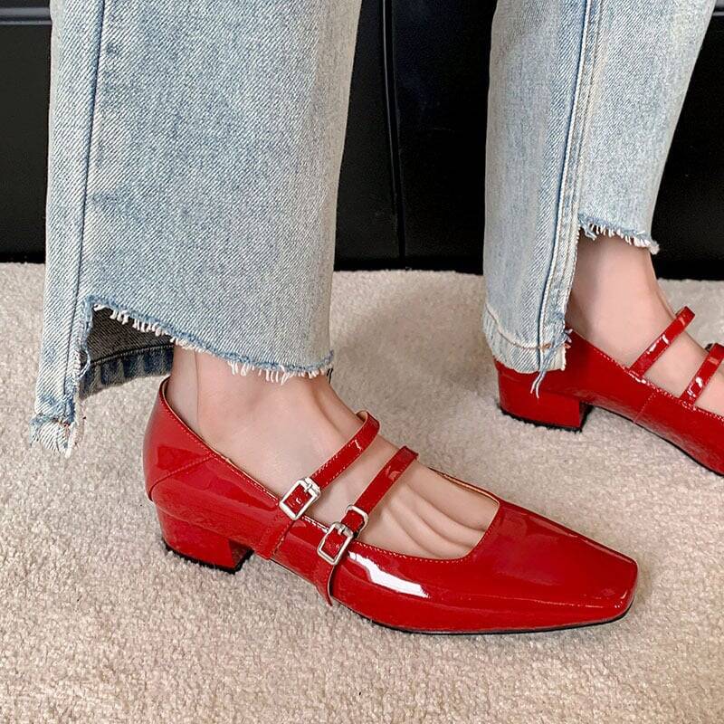 CHIKO Janay Square Toe Block Heels Mary Jane Shoes
