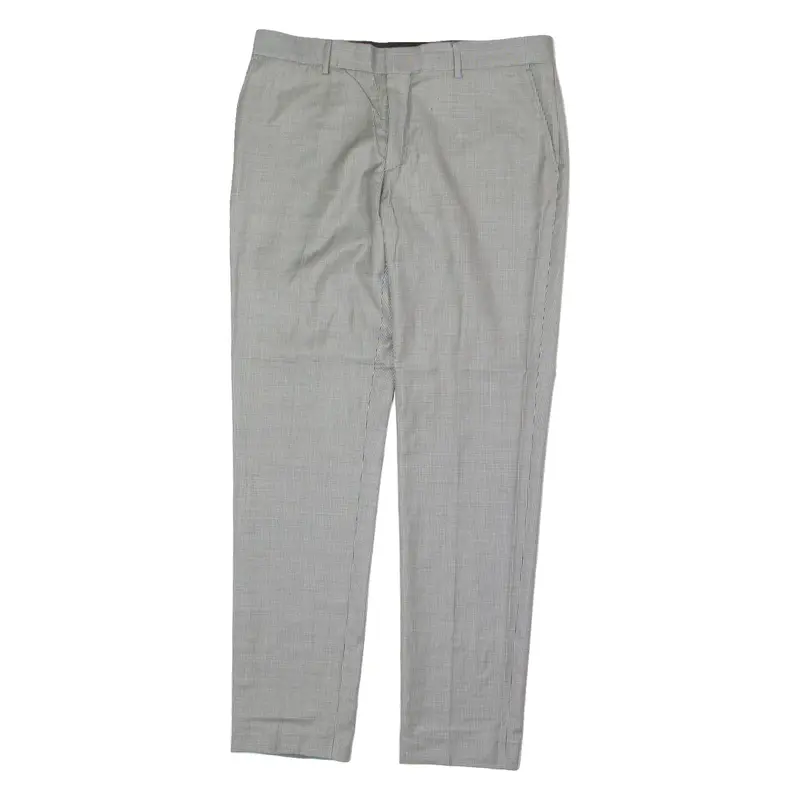 THE KOOPLES Fitted Houndstooth Mens Trousers Black Regular Tapered Wool W35 L32