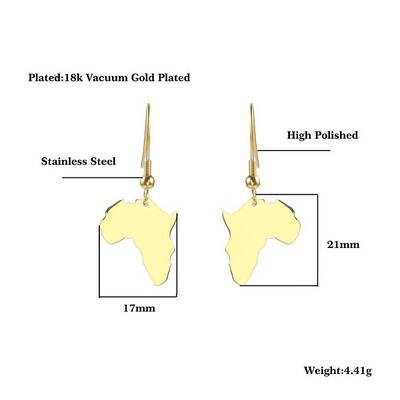 African Map Shaped Dangle Earrings
