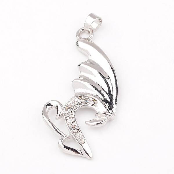 Swan Alloy Rhinestone Pendants