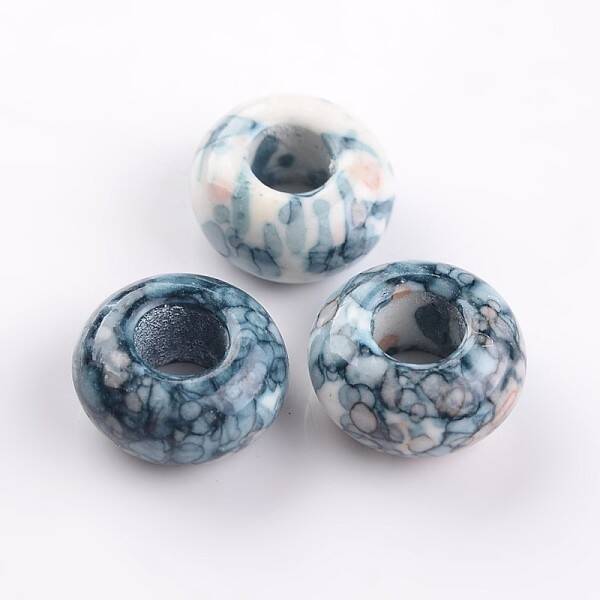 Dyed Rondelle Natural Ocean White Jade Beads