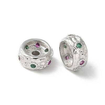 Brass Micro Pave Cubic Zirconia Beads