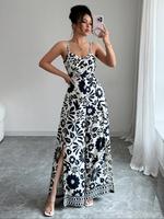 Women's Floral Print Cami Jumpsuit, Boho Spaghetti Strap Sleeveless Jumpsuit for Beach Holiday Vacation, Ladies Clothes for S...