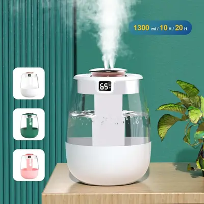 Universal Large Capacity Air Humidifier, USB Powered Dual-spray Ultrasonic Humidifier with UV Antibacterial Lamp, Suitable fo...