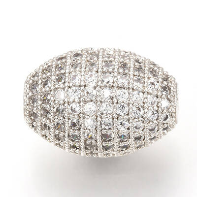 Brass Micro Pave Cubic Zirconia Beads