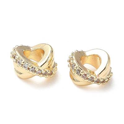 Brass Micro Pave Cubic Zirconia European Beads