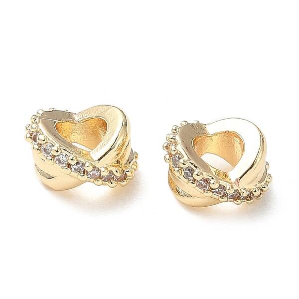 Brass Micro Pave Cubic Zirconia European Beads