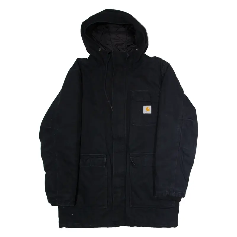 CARHARTT Siberian Mens Parka Coat Black Canvas Hooded L